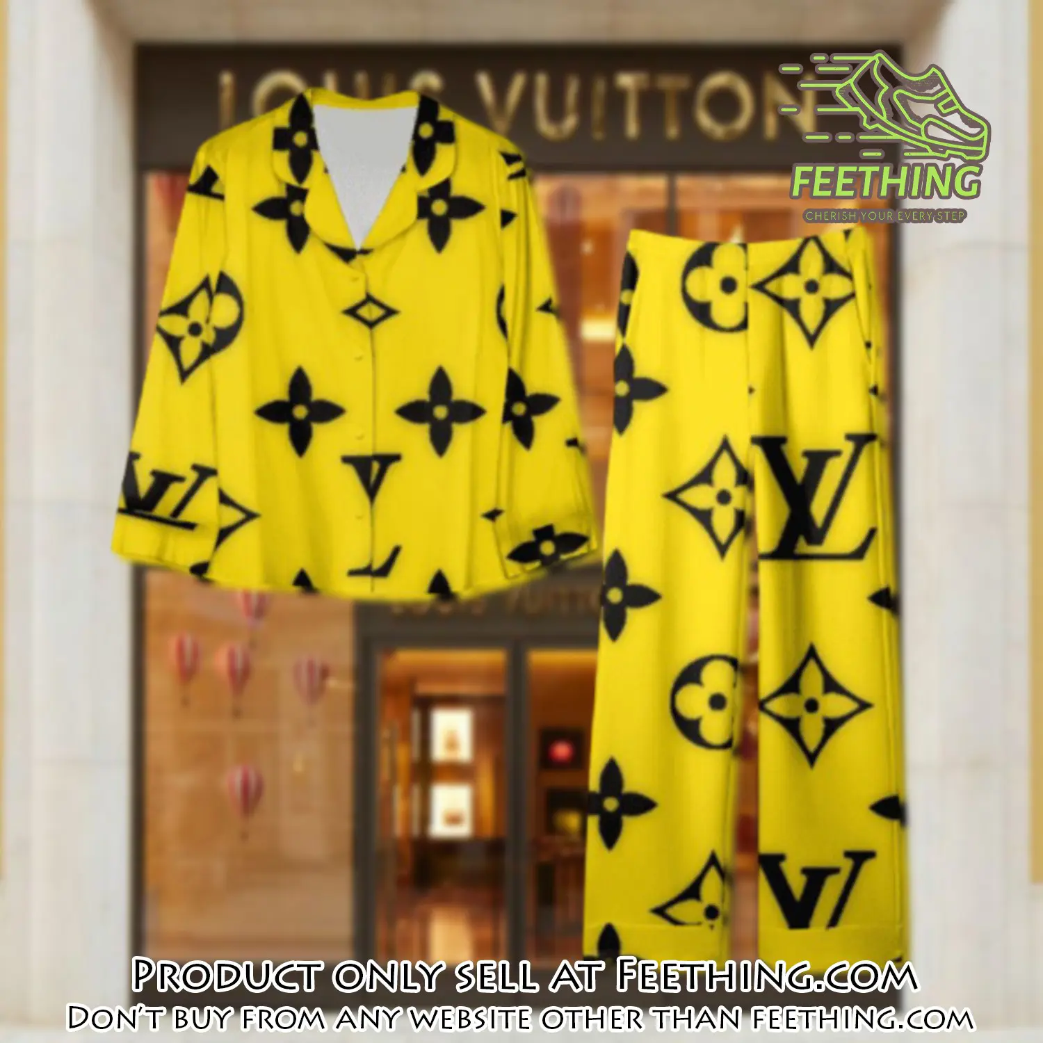 Trending luxury lv satin pajama set pjs1107 ft5908580